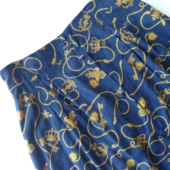 Vintage Keys Crowns Button Down Skirt Size 14/16 - Picture 2 of 6